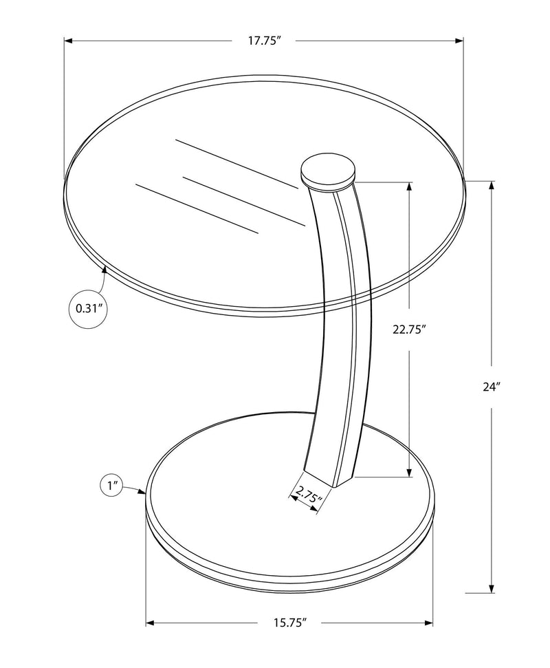 C-Shaped Accent Table Clear Tempered Glass For Living Room