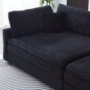 Elegant Corduroy Sofa With Throw Pillows And Backrests