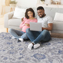 Marfi - 8' X 10' Oriental Area Rug - Blue / Silver