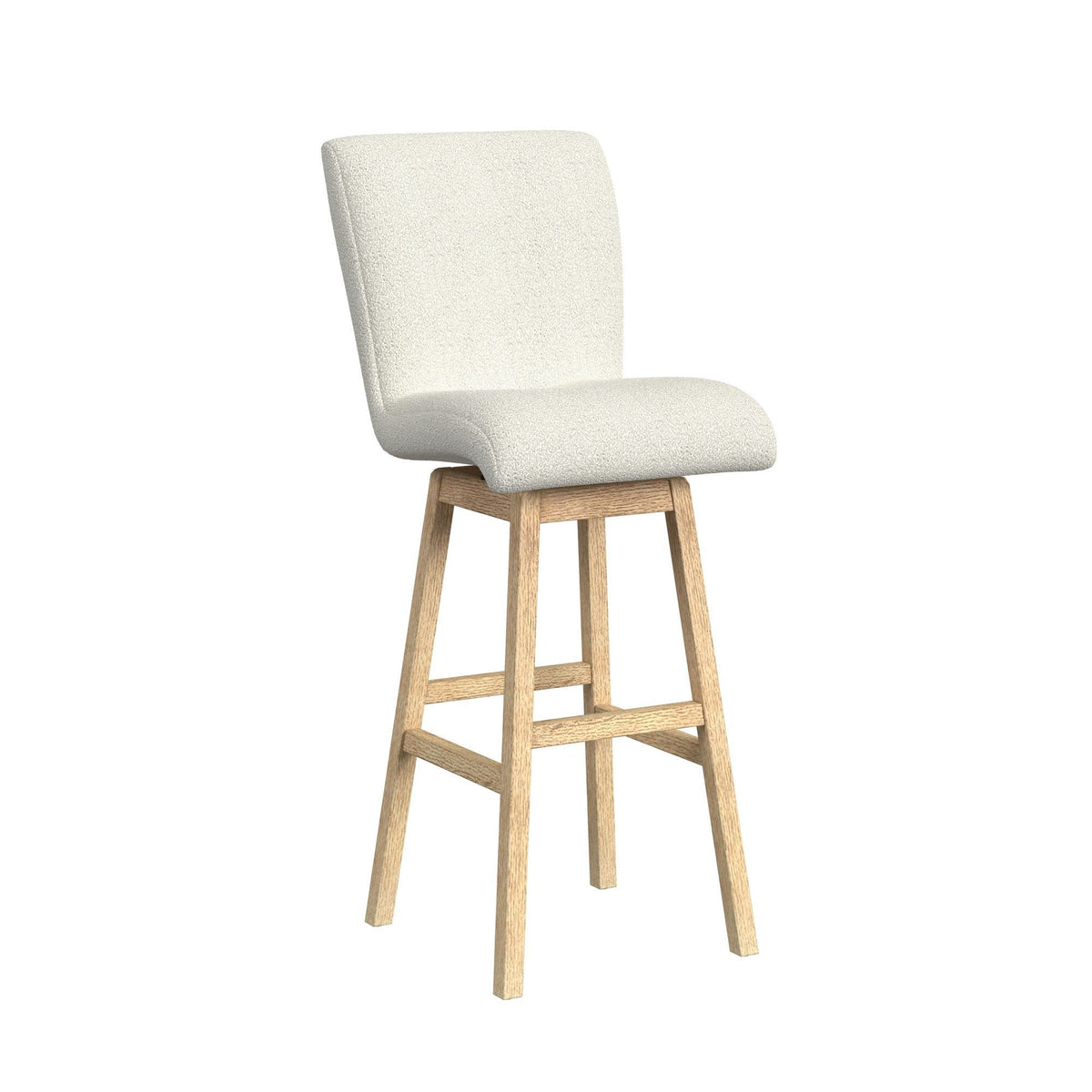 Cambrie Upholstered Swivel Bar Stool With Boucle (Set of 2) in Beige / Natural by Elements International, view 8