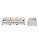 Living Room Set Modular Sectional Couch, Upholstered Sofa & Armchair & Movable Ottoman