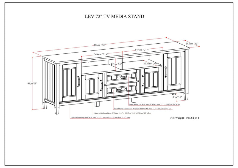 Lev - Handcrafted TV Media Stand - Smoky Brown