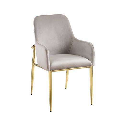 Barnard - Side Chair (Set of 2) - Gray Velvet & Mirrored Gold Finish - Atlantic Fine Furniture Inc