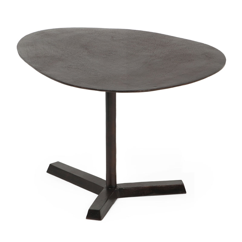 Industrial Style Elliptical Side Table With Aluminum Frame - Bronze