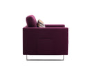 Victoria - Linen Fabric Armchair With Metal Legs, Side Pockets, And Pillow