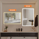 Modern LED Bathroom Vanity Mirror With Aluminum Frame, 45° Beveled Lights, Anti Fog - Silver