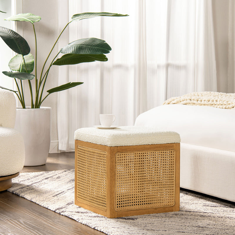 Nina - Elegant Design Cane Webbing Cube Ottoman