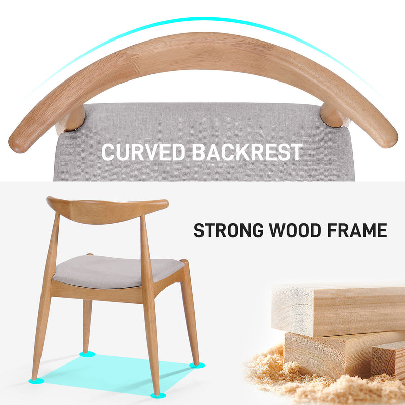 5 Piece Dining Set, Table And 4 Upholstered Chairs - Beige / White / Oak