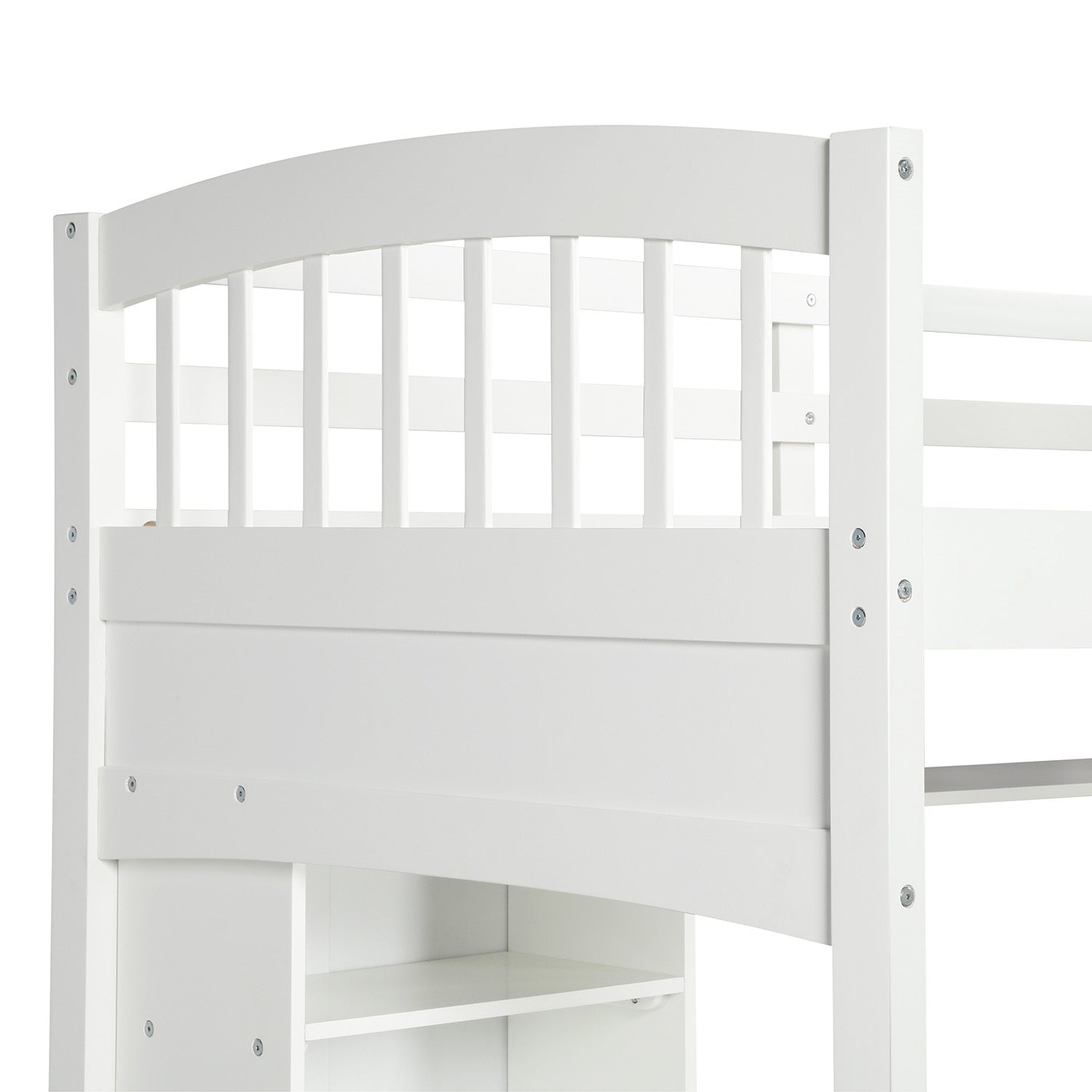 Twin size Loft Bed with Storage Shelves, Desk and Ladder, White(OLD SKU :LP000140KAA)