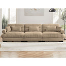 Modern Velvet Sofa With Bolstered Armrests And Pillows