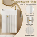 Floating Bathroom Vanity With Resin Basin, Left Side Storage - White