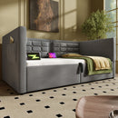 Upholstered Hydraulic Storage Daybed With USB & Type C Charging