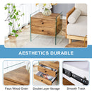 Double Drawer Bedside Table - Wood