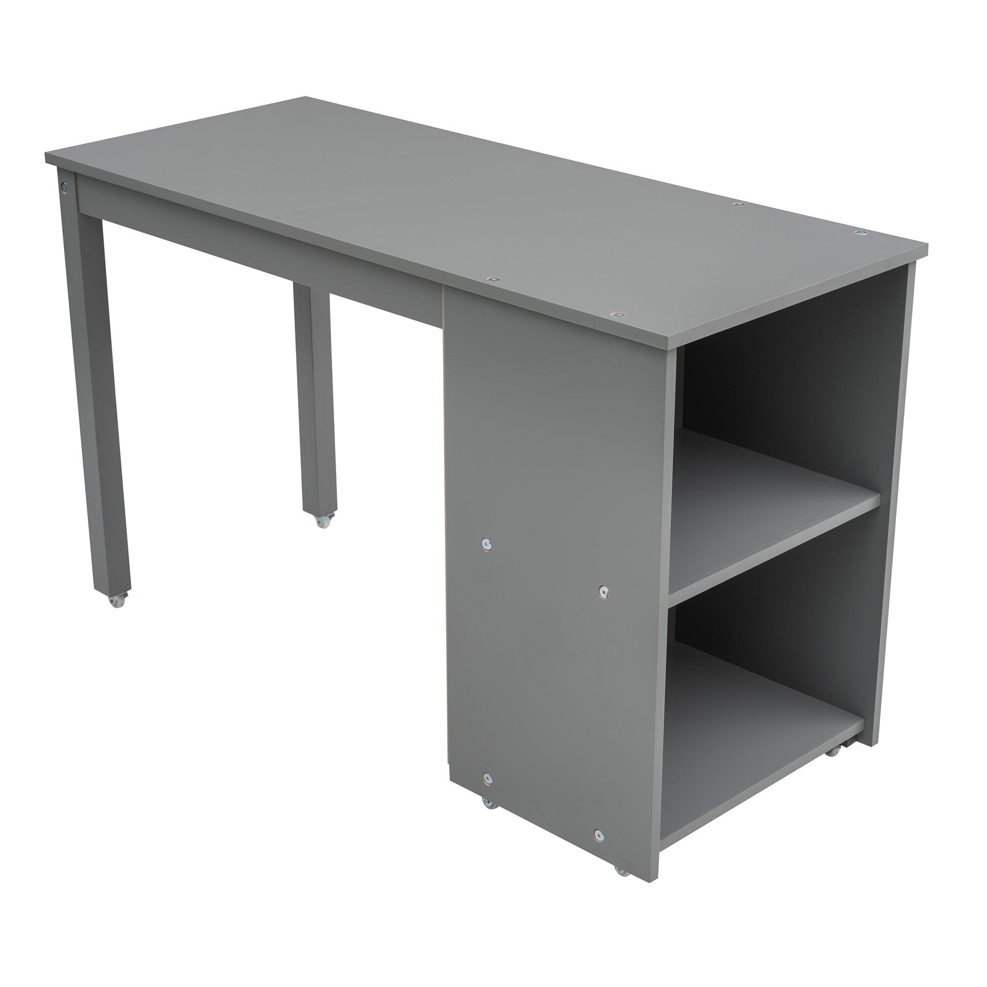 Low Study Twin Loft Bed with Cabinet and Rolling Portable Desk - Gray (OLD SKU :LP000113AAE) - Atlantic Fine Furniture Melbourne FL