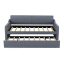 Twin Size Upholstery DayBed with Trundle and USB Charging Design,Trundle can be flat or erected,Gray