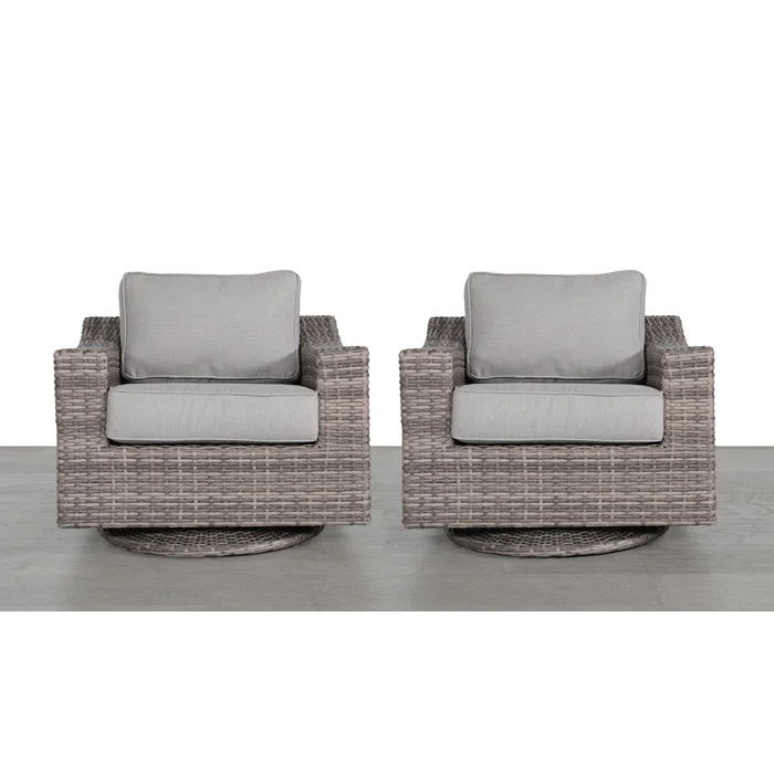 Elegant Swivel Patio Chair With Luxurious Cushions Perfect For Outdoor Relaxation (Set of 2) - Gray Mix