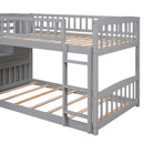 Twin Over Twin Bunk Stairway Bed With 2 Drawers And Slide - Gray