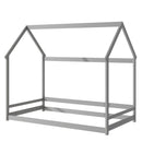 Twin size wood house bed with storage shelf and hanger ,kids bedroom set,Grey