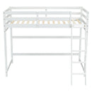 Twin Size High Loft Bed with inclined Ladder, Guardrails,White