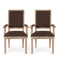 French Country Style Upholstered Dining Chair With Square Backrest