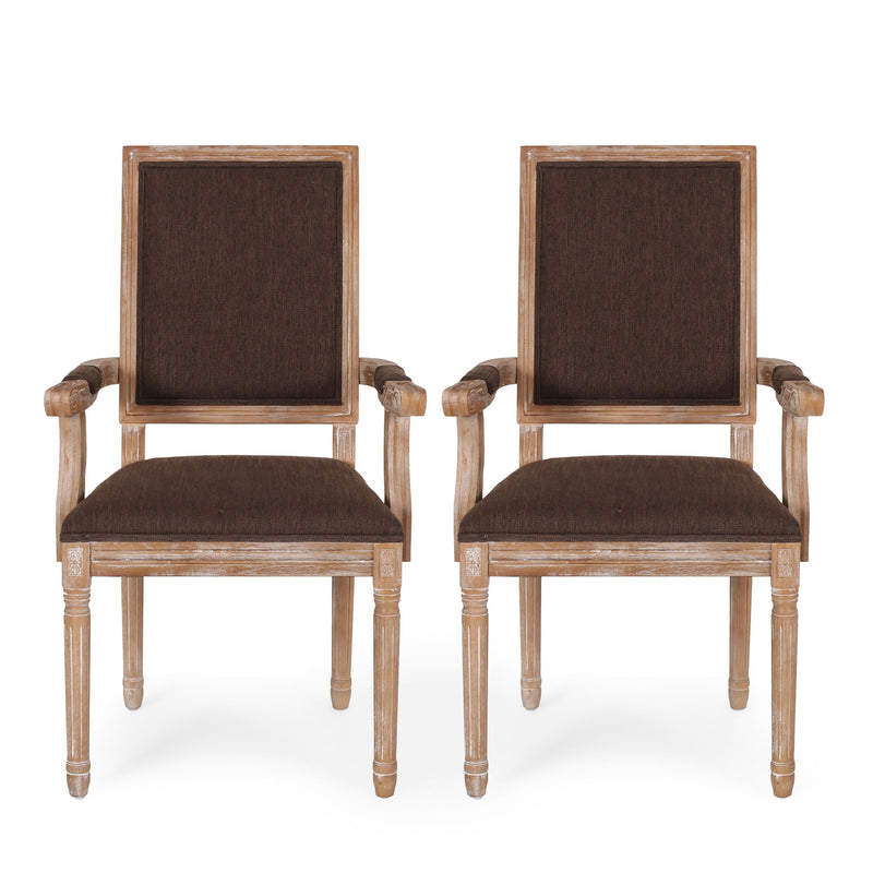 French Country Style Upholstered Dining Chair With Square Backrest