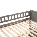 Full Over Full Bunk Bed with Twin Size Trundle, Pine Wood Bunk Bed with Guardrails, Brushed Gray(Old SKU：LP000044AAN)