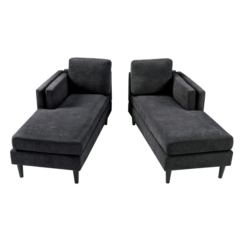 Modern Chaise Lounge With Dual Layer Armrests