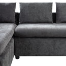 Modern L Shaped Sectional Sofa With Chenille Upholstery And Wooden Storage
