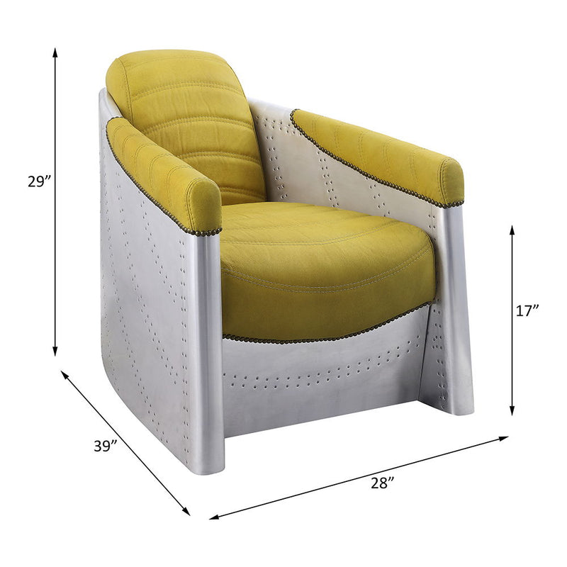 Brancaster - Accent Chair - Yellow Top Grain Leather & Aluminum