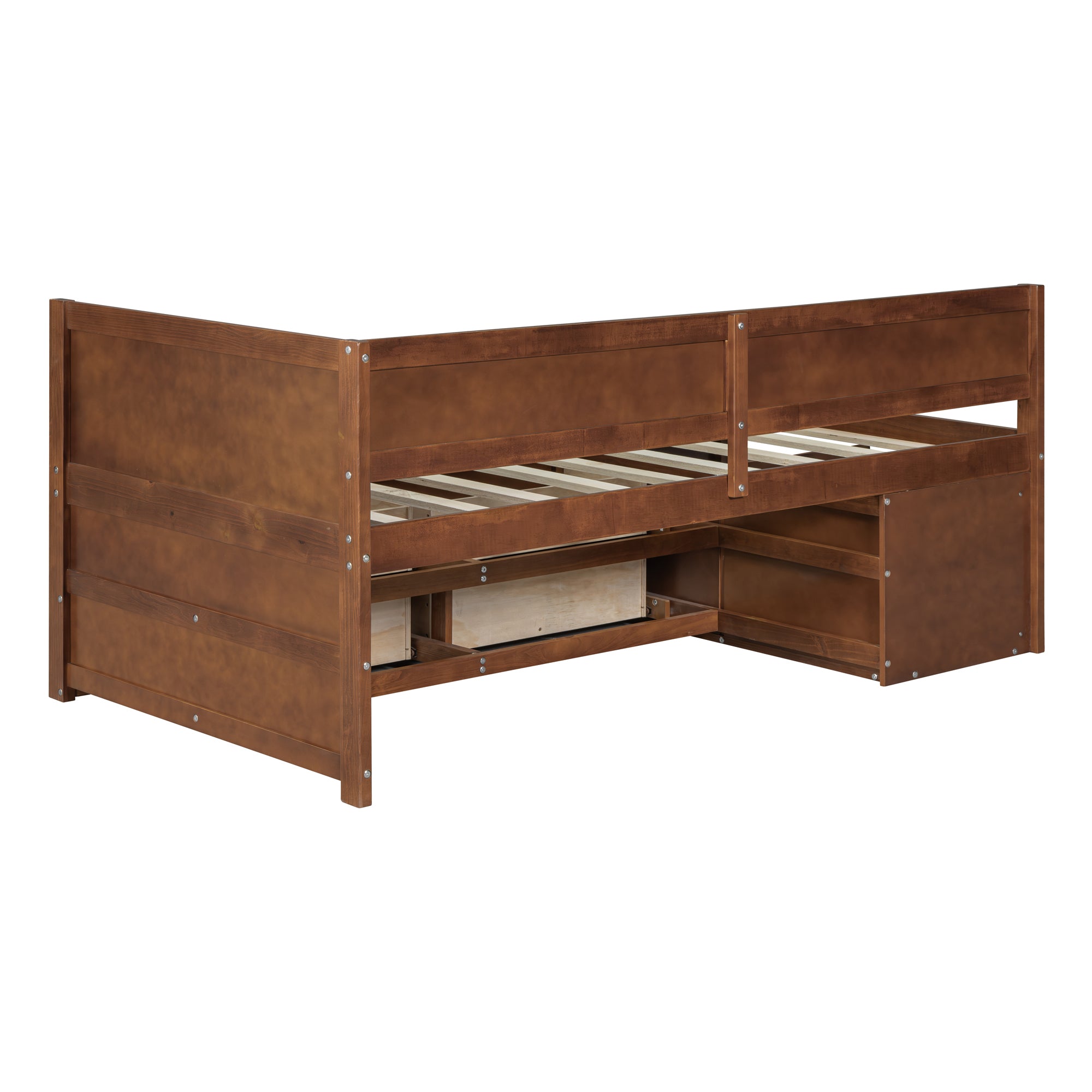 Twin Size Daybed with Drawers and Shelves, Walnut - Atlantic Fine Furniture Melbourne FL