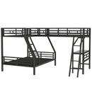 Twin Over Full Bunk Bed With Loft And Desk, L-Shaped Design For 3 Sleepers - Black