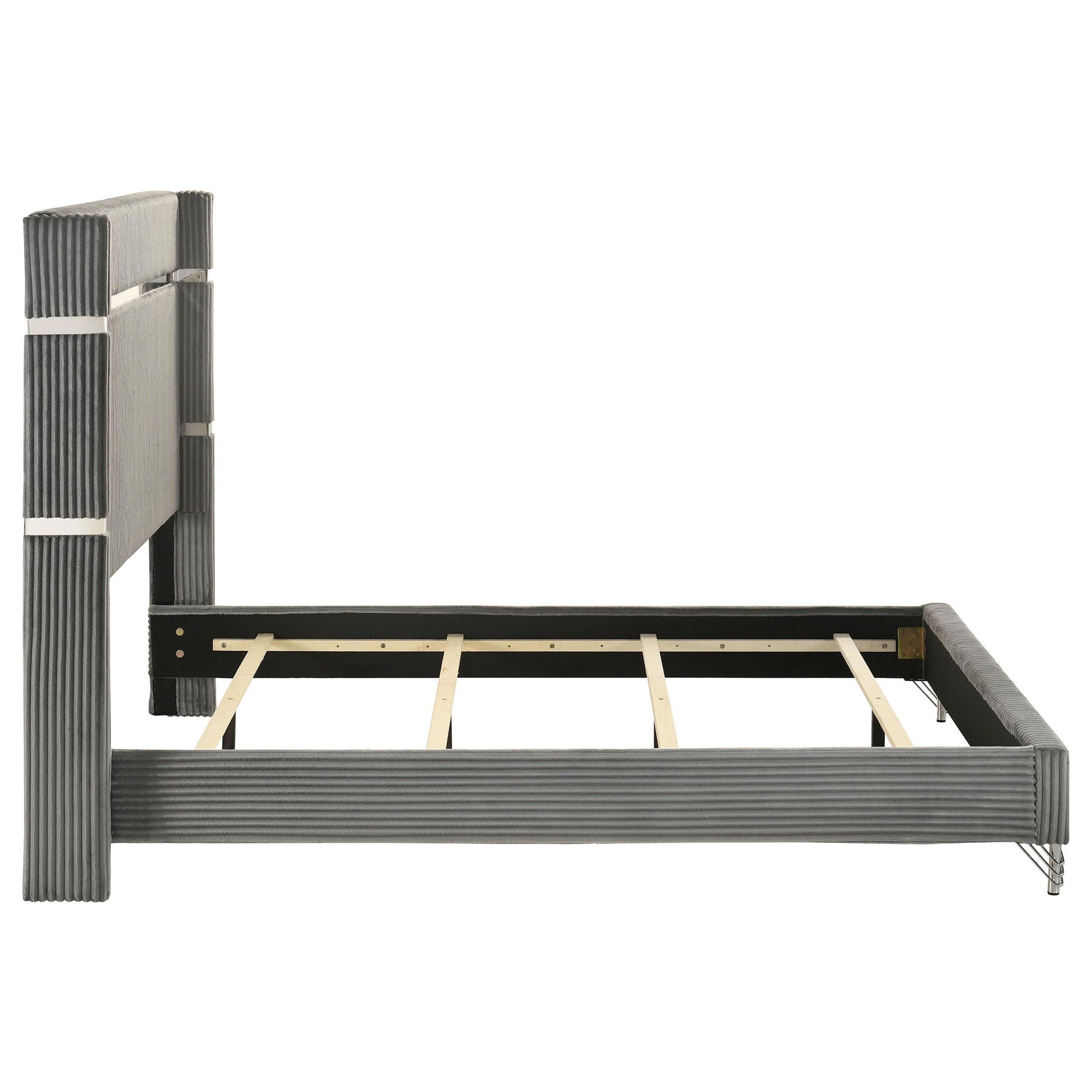 Lucia 61-inch Upholstered Queen Wingback Bed Grey