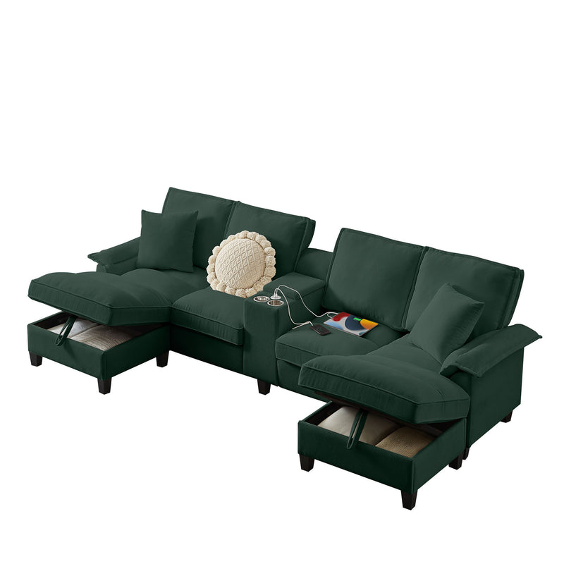 Modern U-Shaped Sectional Sofa Bed With Storage