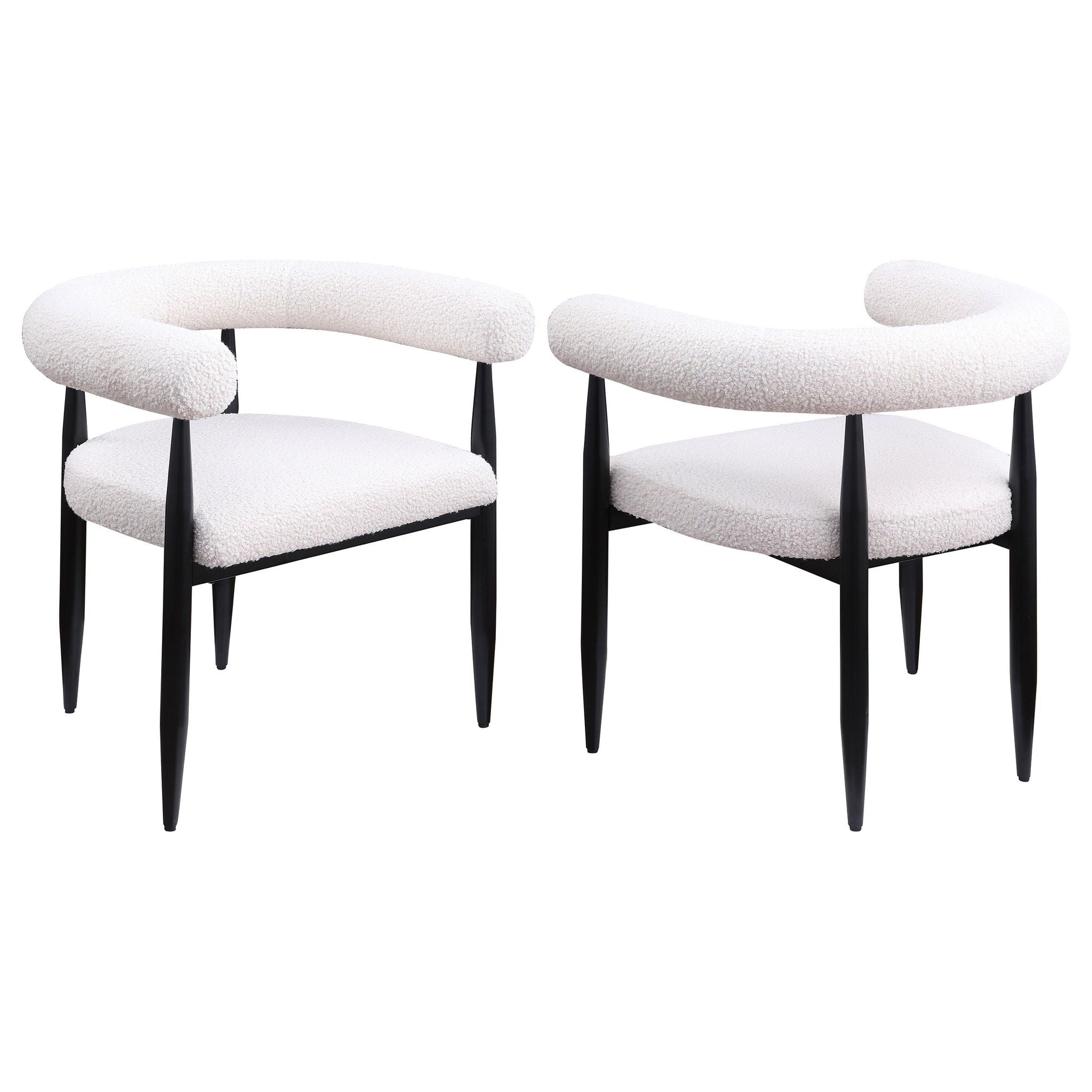 Dunmore Boucle Upholstered Dining Arm Chair Cream (Set of 2) - Atlantic Fine Furniture Melbourne FL