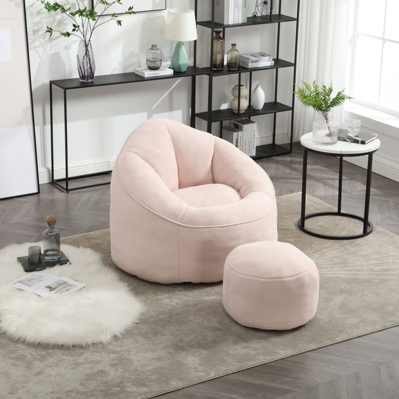 Bedding Bean Bag Sofa Chair High Pressure Foam Bean Bag Chair Adult Material With Padded Foam Padding Compressed Bean Bag With Footrest