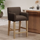 Charmed Upholstered Counter Stool With H Frame Base And Round Arms
