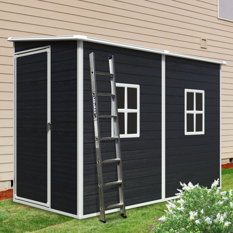 Outdoor Storage Shed With Floor Resin Shed With Two-Window, Waterproof, Lockable Doors For Patio, Yard, Lawn