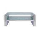 Nysa - 47" Coffee Table - Mirrored & Faux Crystals