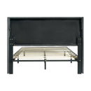Queen Size Upholstered Platform Bed Frame With Button Tufted Linen Fabric Headboard - Dark Gray