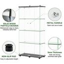 Modern Glass Display Cabinet With 4 Shelf Double Doors And Lock, Tempered Glass Bookshelf For Living Room - Black