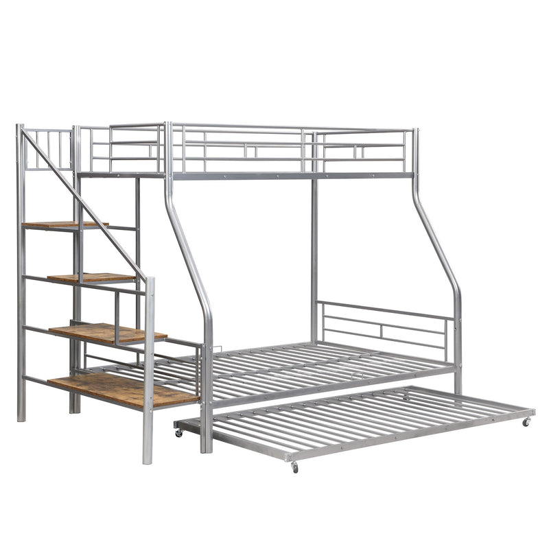 Metal Bunk Bed With Trundle And Storage Staircase