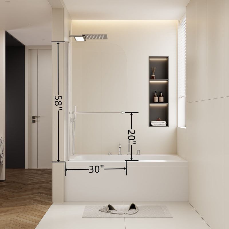 Bathtub Shower Door With 6mm Tempered Glass
