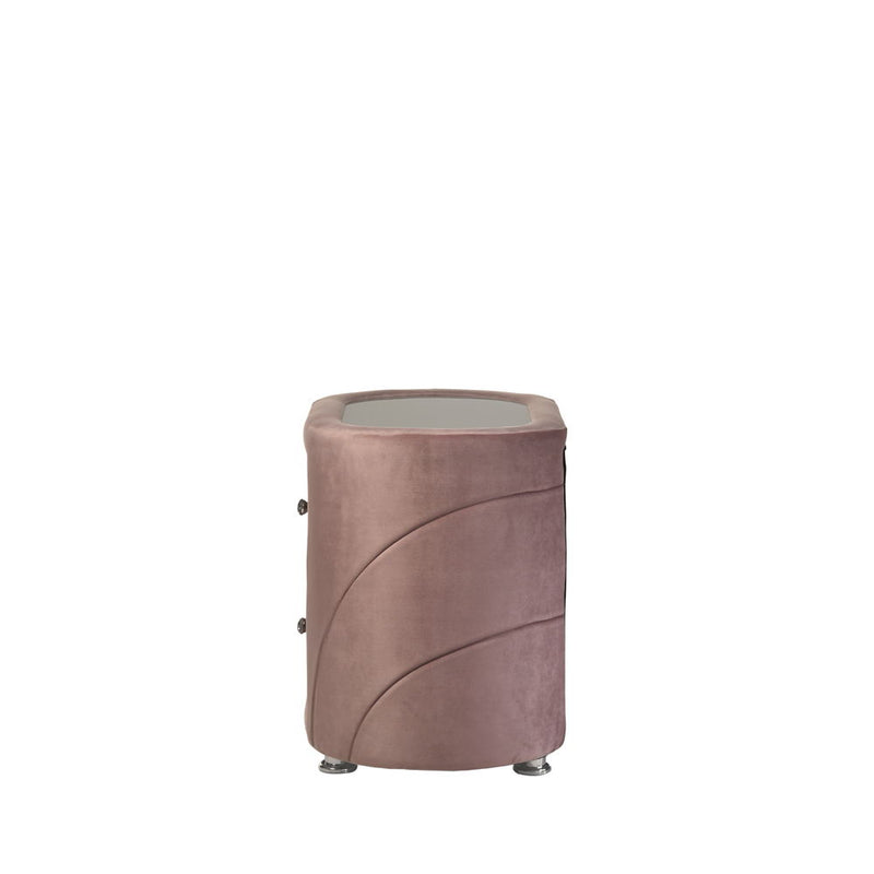 Salonia - Nightstand - Pink Velvet - Atlantic Fine Furniture Inc