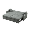 3 In 1 Convertible Sleeper Sofa Bed, Reclining Backrest, Pillows, Pockets
