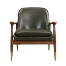 Mid - Century Accent Chair With Cushioned Seat, Brass Tipped Legs