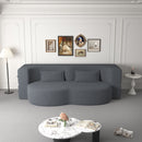 Modern Floor Sofa, With 2 Pillows, Convertible Teddy Fabric Foam Filled Bed