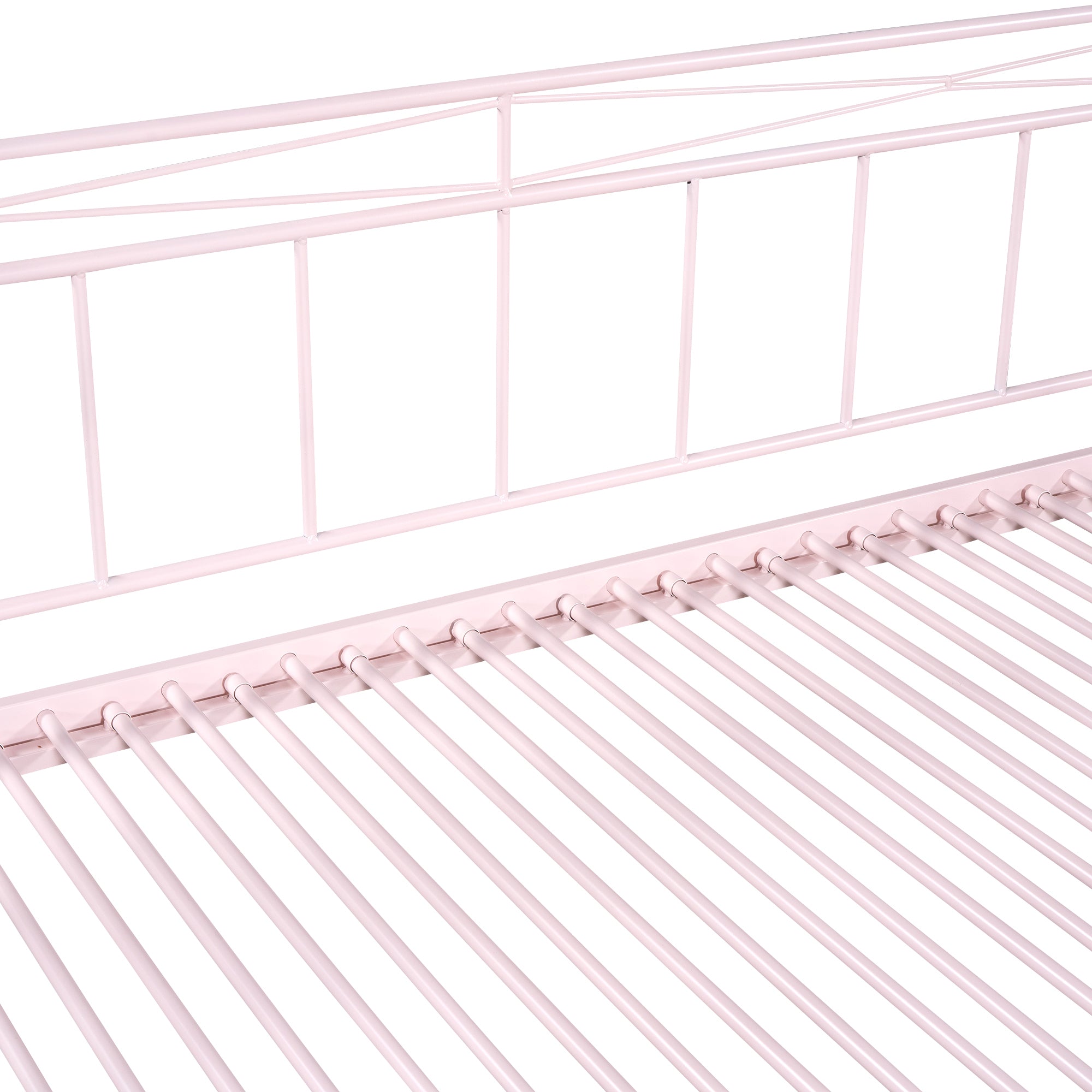 Twin Size Metal Daybed with Trundle, Daybed with Slat No Box required Pink
