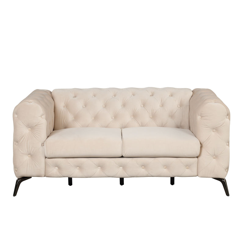 Velvet Upholstered Loveseat Sofa, Modern Loveseat Sofa With Button Tufted Back, 2 Person Loveseat Sofa Couch For Living Room, Bedroom, Or Small Space