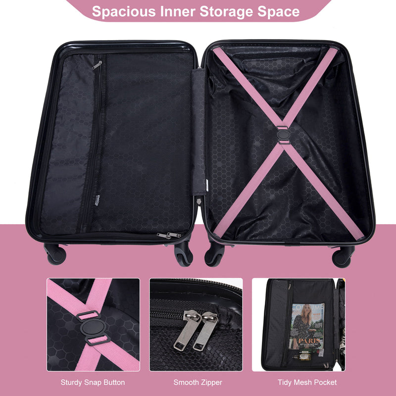 3 Piece Luggage Sets Lightweight Suitcase With Two Hooks, Spinner Wheels, Tsa Lock