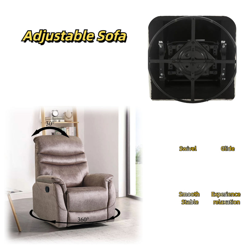 Rocking Swivel Recliner Chair For Living Room, 360 Degree Swivel, Adjustable Modern Reclining Chair, Classic And Traditional Recliner Sofa With Lumbar Support - Dark Gray